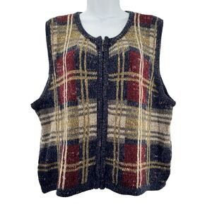 Vtg St Johns Bay Sweater Vest Women XL Oversized Wool Grandpa Cabincore Academia